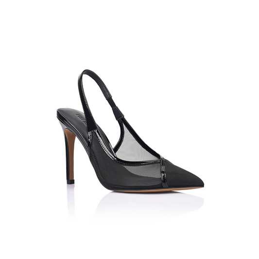 Chai Pump Crna Mreža s Lakiranom Kožom