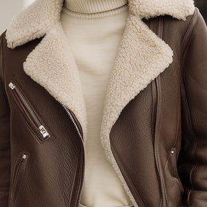 Mocha Shearling Aviator Jacket