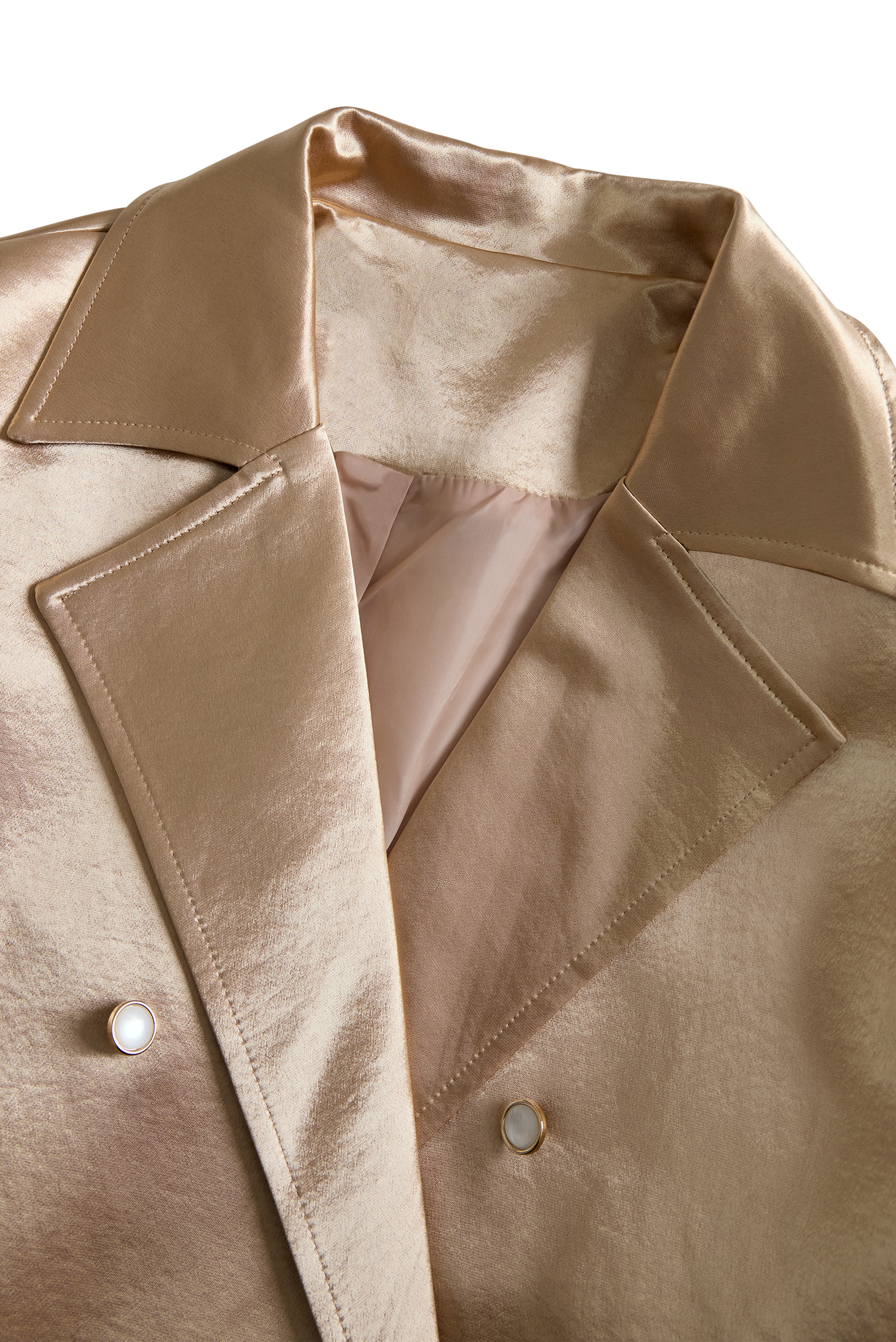 Elegantni Champagne Saten Trench Kaput za Vječni Stil