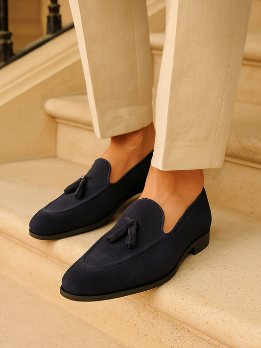 Suede Loafers with Tassel Detail