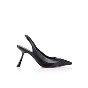 Celeste Black Leather & Pony Pumps