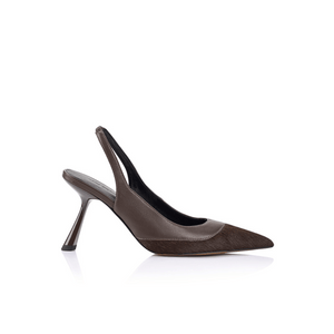 Celeste Pump in Chocolate Leather & Horsehair