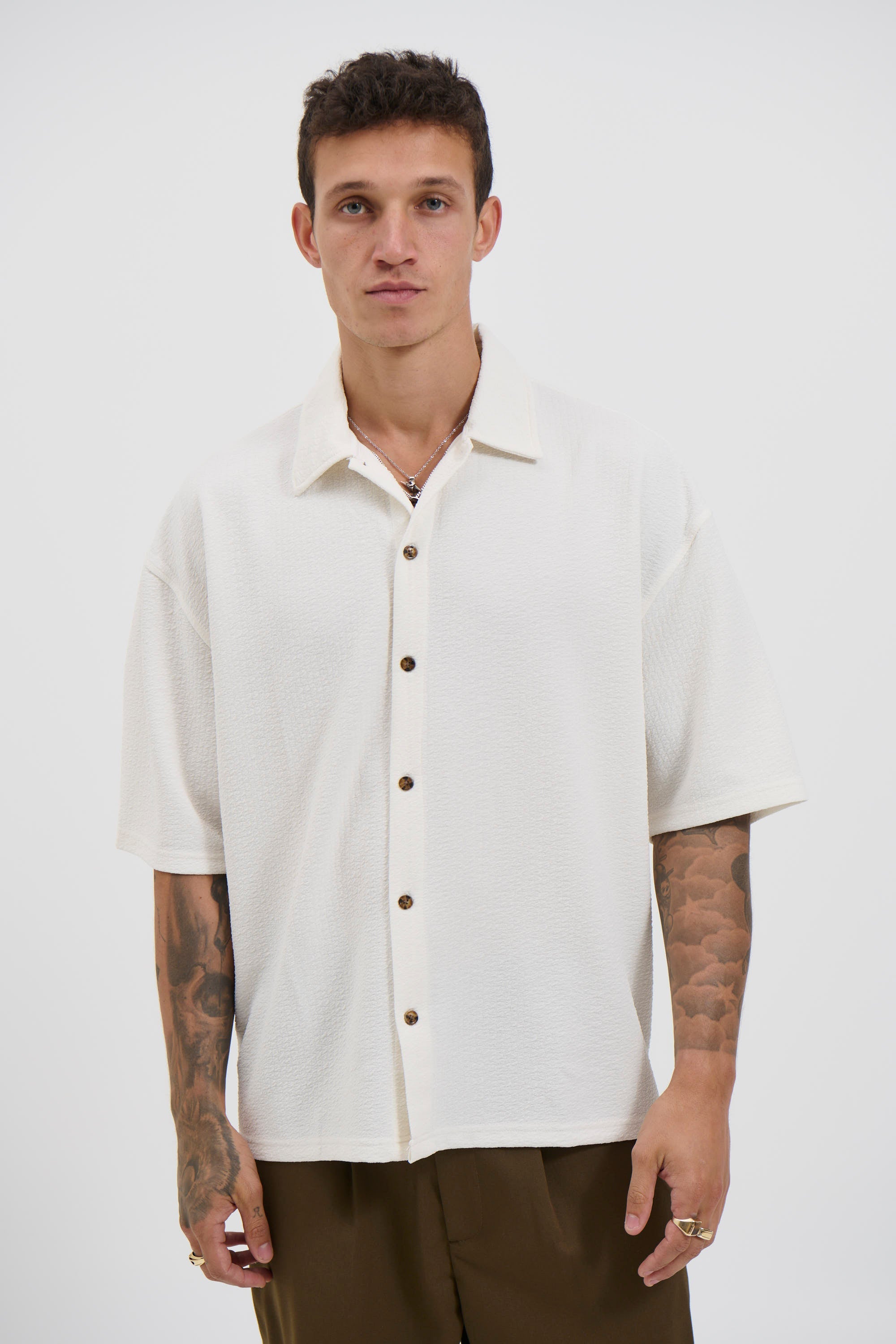 Lucas Drop Shirt Mekana Tekstura Bijela