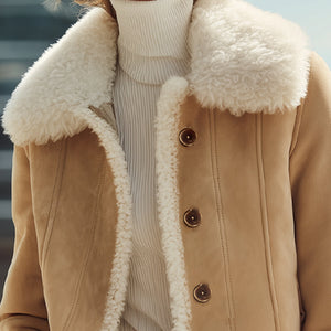 Stylish Suede Jacket with Shearling Trim