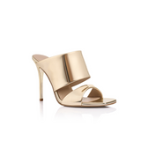 Kožené sandály Montana Mule zlaté metalické barvy