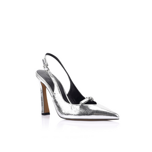Naomi Metallic Silver Leather Pumps