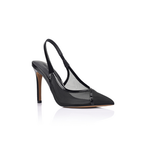 Chai Pump Crna Mreža s Lakiranom Kožom