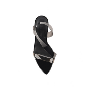 Missy Black Vinylite & Patent Leather Sandals