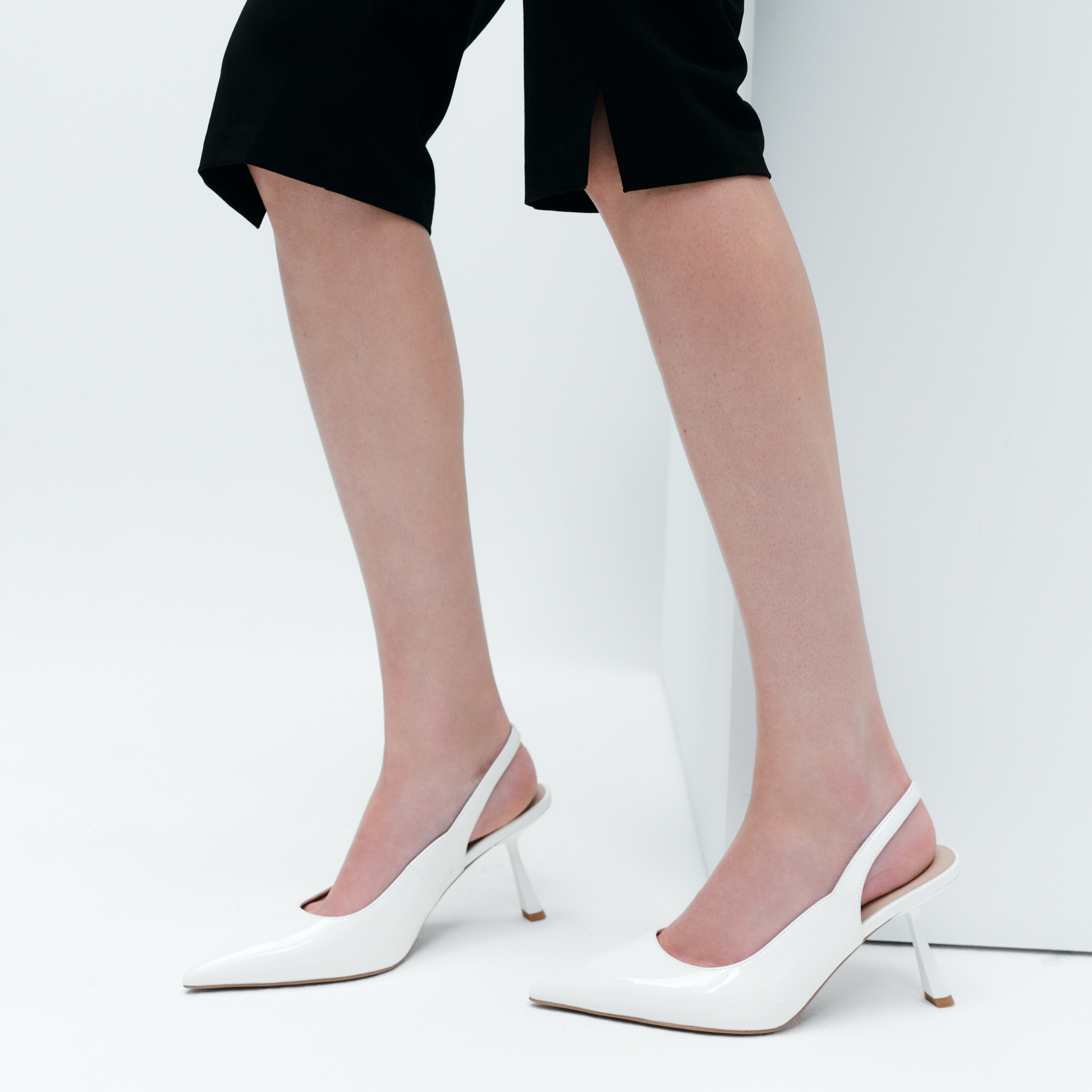 Celeste White Patent Leather Pumps
