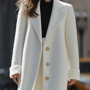Ivory Textured Long Coat