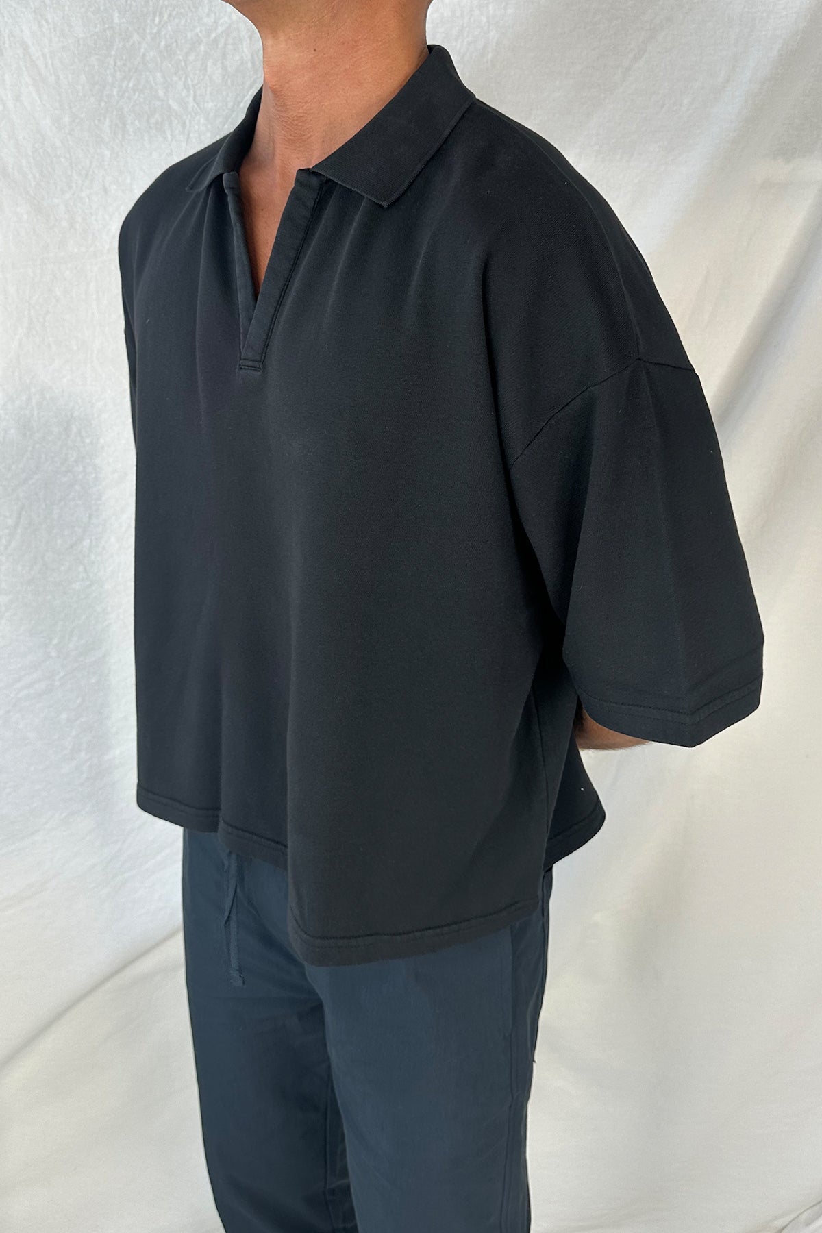 Jersey Crop Polo Crna