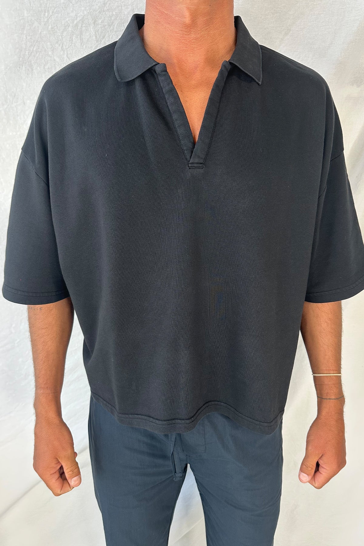 Jersey Crop Polo Crna