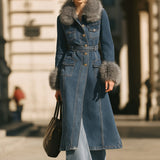 Džínový trenčkot s límcem