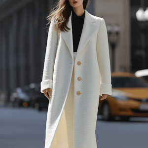 Ivory Textured Long Coat