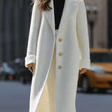 Dlouhý kabát s texturou v barvě slonoviny