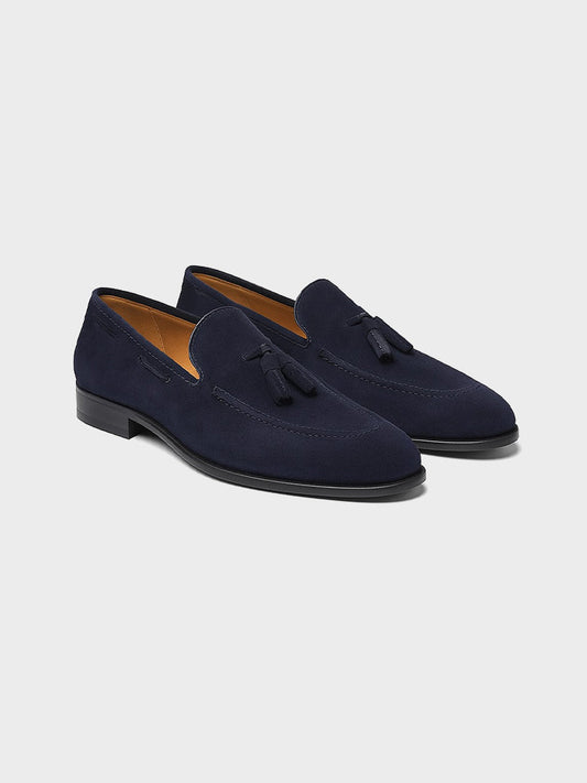 Suede Loafers with Tassel Detail
