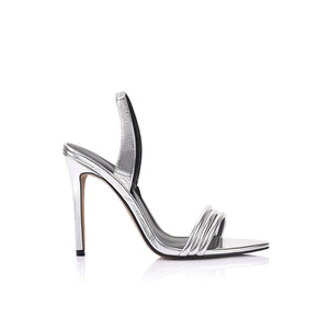 Camille Metallic Silver Leather Sandals