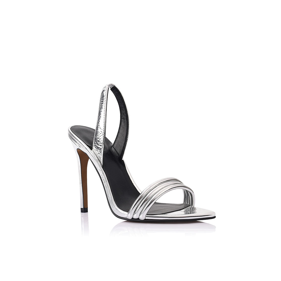 Camille Metallic Silver Leather Sandals
