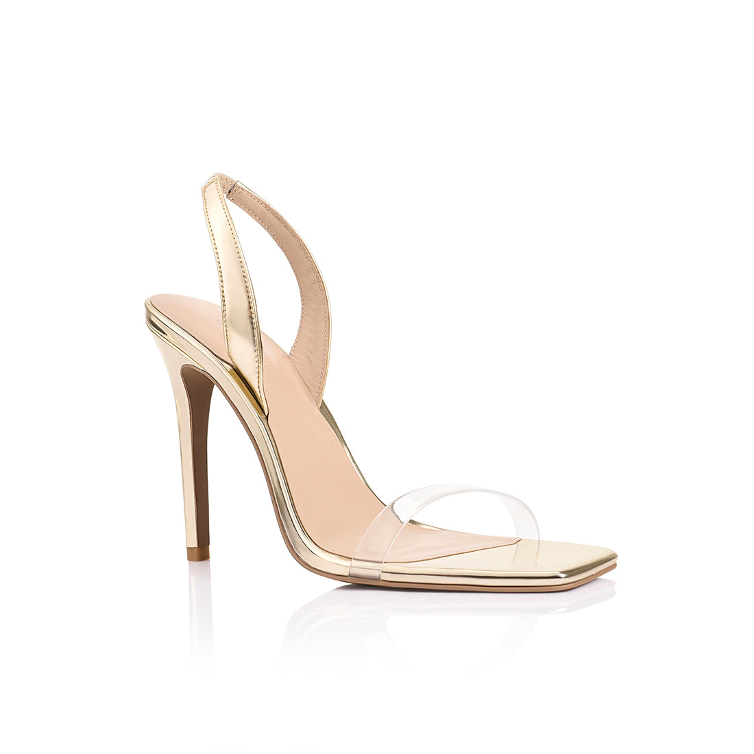 Cassidy Sandal in Vinyl and Metallic Gold Leather