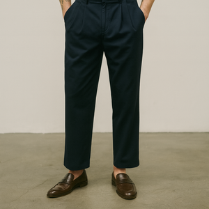 Teal Twill Pleated Trousers