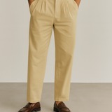 Khaki rovné kalhoty s plisé
