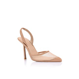 Harley béžové síťované a kožené podpatky