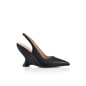 Monique Wedge Black Leather