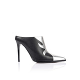 Joan Mule - stříbrná metalická a černá kůže
