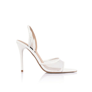 Maddison White Mesh Sandals with Patent Leather