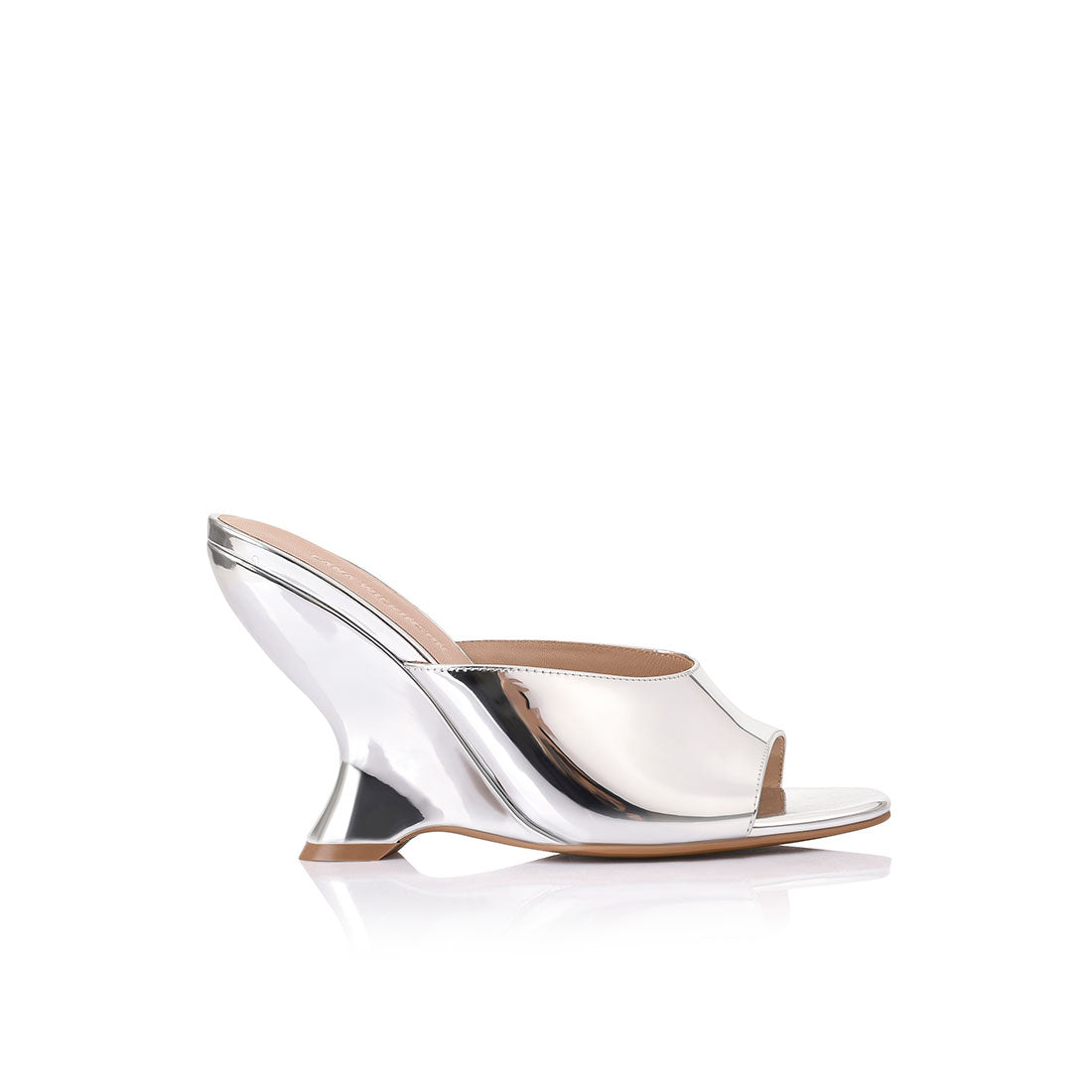 Martha Wedge Silver Metallic Leather