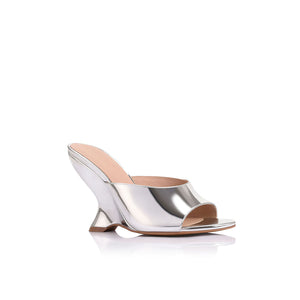 Martha Wedge Silver Metallic Leather