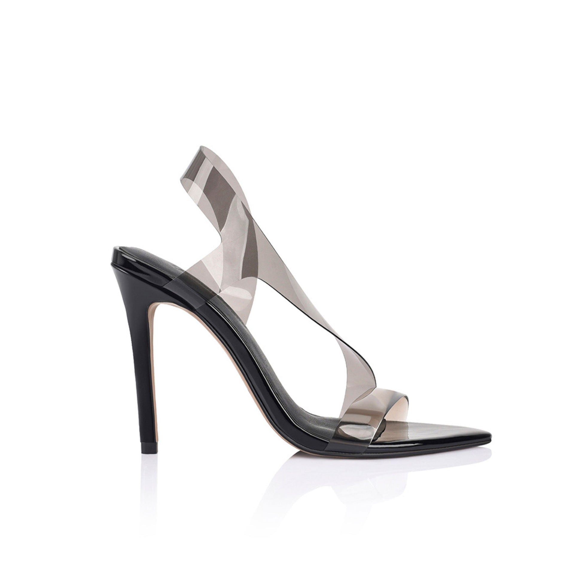 Missy Black Vinylite & Patent Leather Sandals