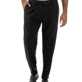 Klasické černé pánské viskózové kalhoty