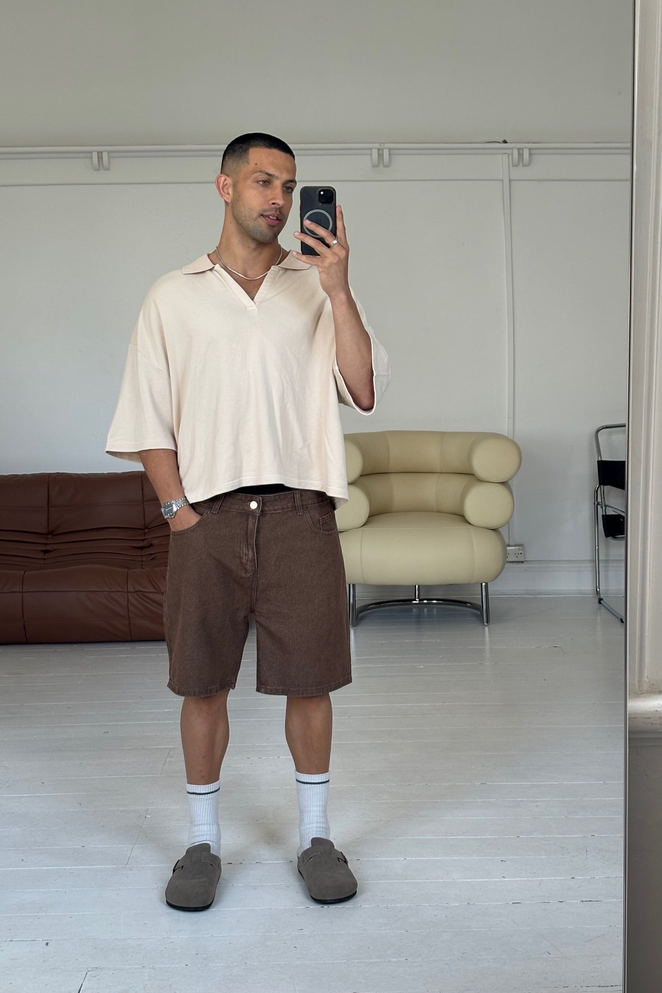 Jersey Crop Polo Pijesak