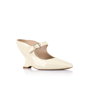 Quinn Wedge in Ivory Patent Leather