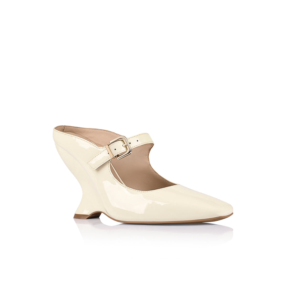 Quinn Wedge in Ivory Patent Leather