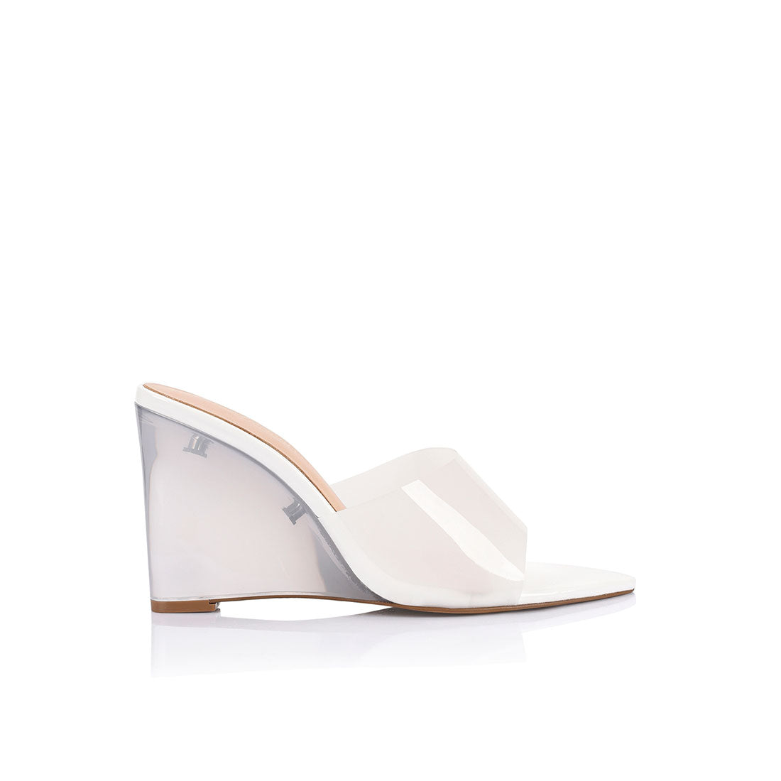 Sera Wedge Lucite & White Vinyl