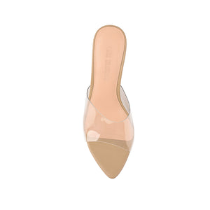 Suzy Wedge in Lucite & Beige Leather