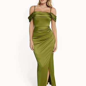 Shapewear Haljina Maxi s Odsjajem i Nabranim Dizajnom