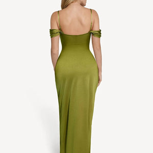 Shapewear Haljina Maxi s Odsjajem i Nabranim Dizajnom