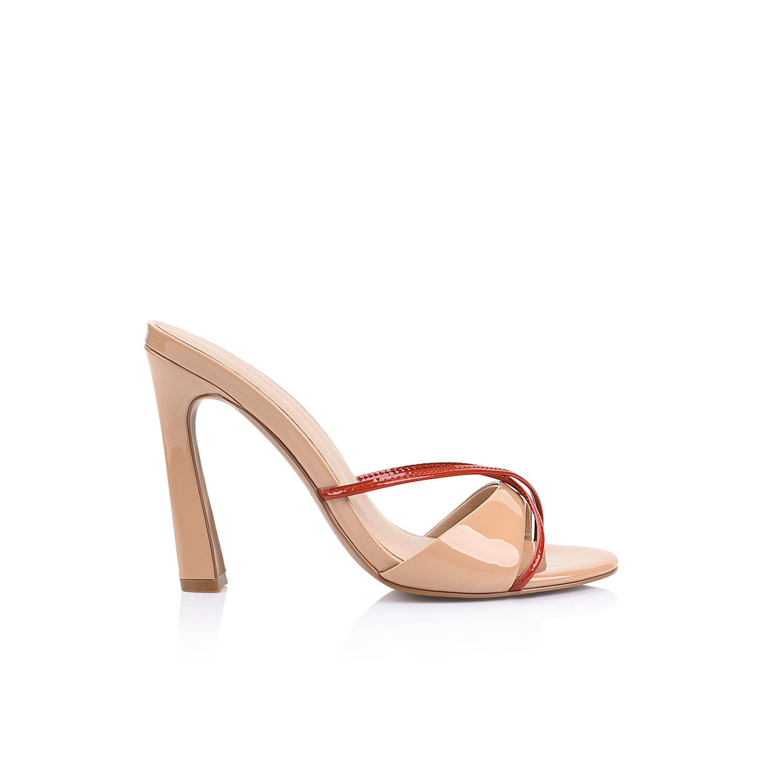 Willow Mule in Beige & Red Leather