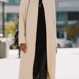 Ivory Zipper-Up Minimalist Long Coat