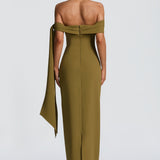 Maxi šaty Addie - tmavě olivové