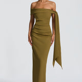 Maxi šaty Addie - tmavě olivové