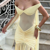 Maxi šaty Alaia - citronové