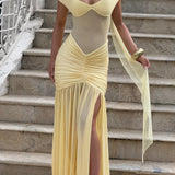 Maxi šaty Alaia - citronové