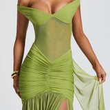 Maxi šaty Alaia - olivové