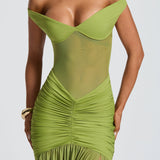 Maxi šaty Alaia - olivové