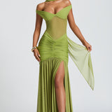 Maxi šaty Alaia - olivové