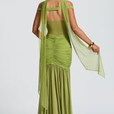 Maxi šaty Alaia - olivové